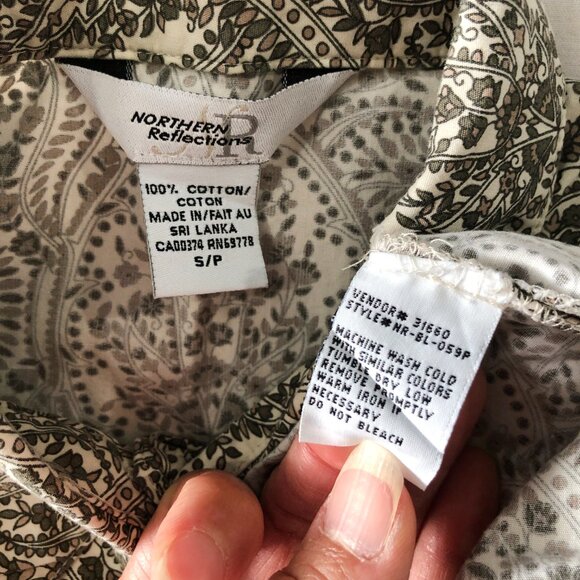 Northern Reflections Womens S/P Paisley Floral Cotton Button Down Shirt Top - Picture 6 of 7